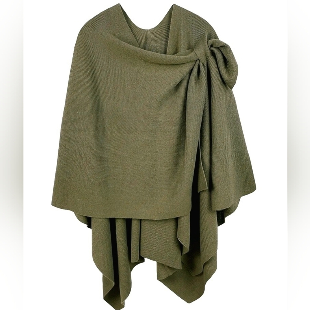 Ruana Wrap With Strap - Olive